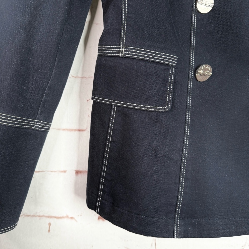 ST. JOHN Sport M Nautical Double Breasted Navy Cotton Blend Medium Blazer - Picture 7 of 15